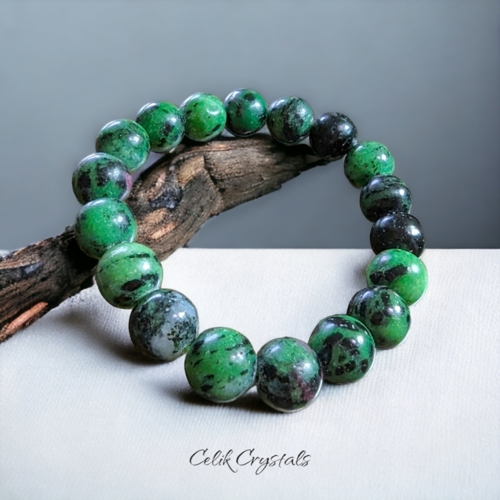 Ruby Zoisite Bracelet 10mm Natural Stones Stretch Crystals Unisex